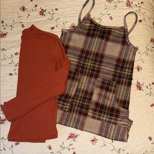 Plaid Dress and Rust Top Set